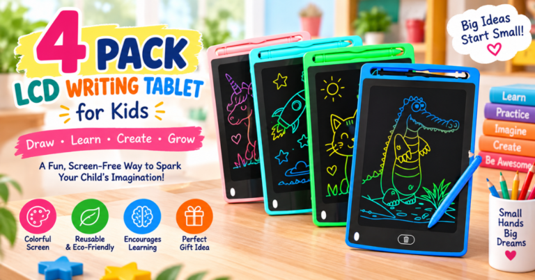 4 Pack LCD Writing Tablet for Kids – 8.5-Inch Colorful Doodle Boards