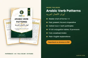 Inside the book Arabic Verb Patterns master chart and full conjugation tables